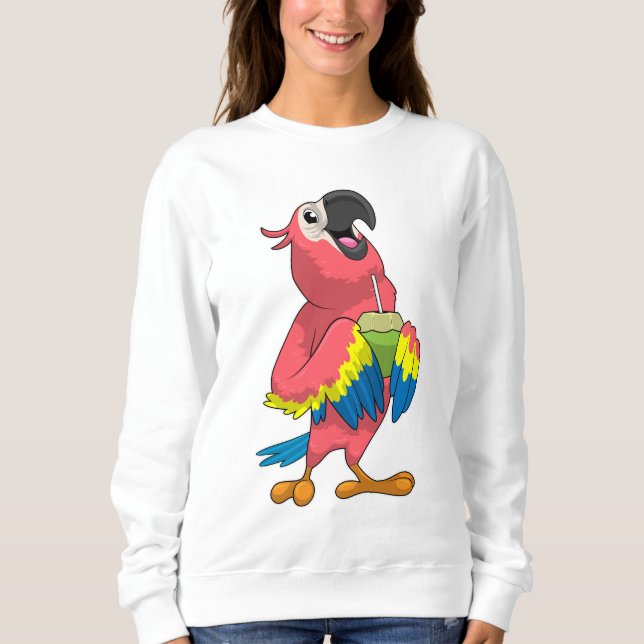 Parrot & Coconut with Drinking straw Sweatshirt (Front)
