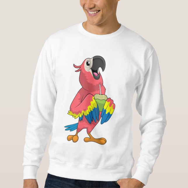 Parrot & Coconut with Drinking straw Sweatshirt (Front)