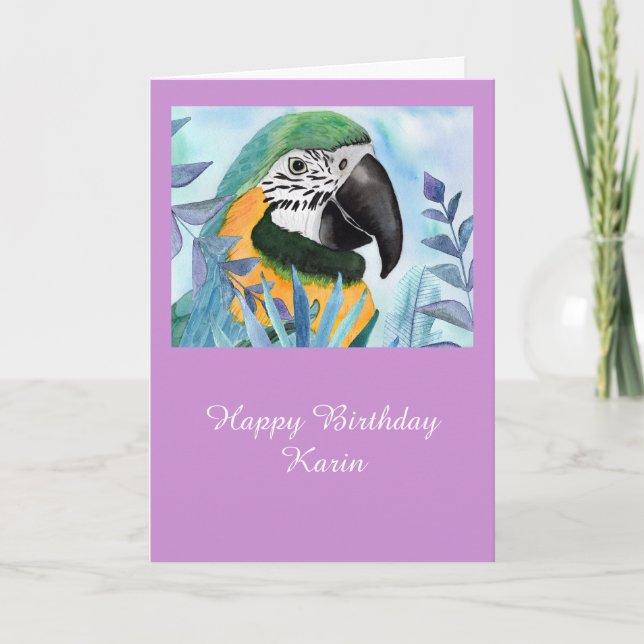 Parrot customisable birthday card (Front)