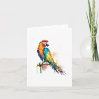 Parrot D Bird Portrait in Watercolors & Pen Holiday Card