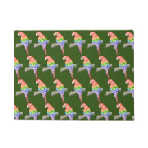 Parrot design door mat green