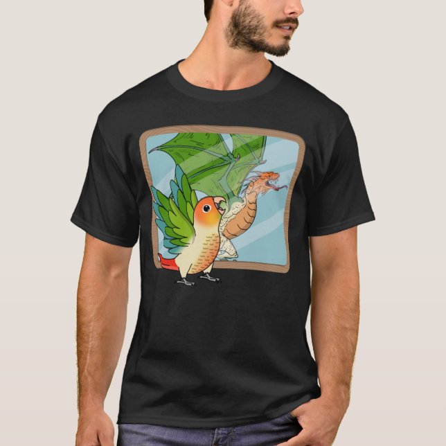 Parrot & Dragon Reflection I Green Cheek Pineapple T-Shirt (Front)
