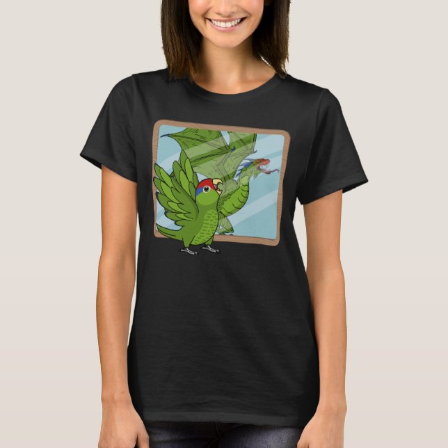 Parrot & Dragon Reflection I Mexican Red headed Am T-Shirt (Front)