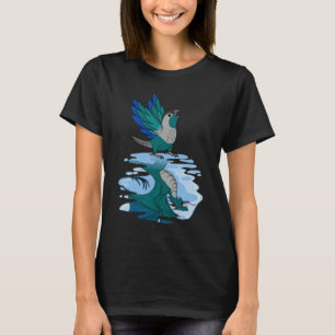 Parrot & Dragon Reflection I Turquoise Green Cheek T-Shirt