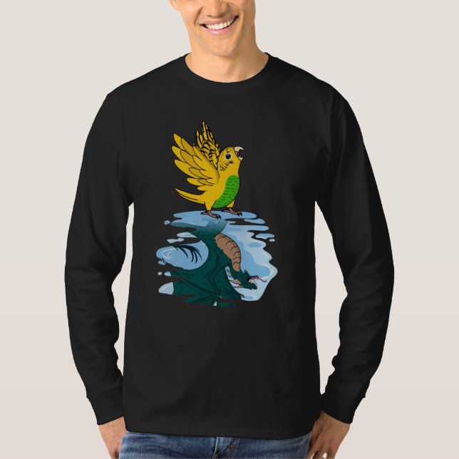 Parrot & Dragon Reflection I Yellow Budgie Budgeri T-Shirt (Front)