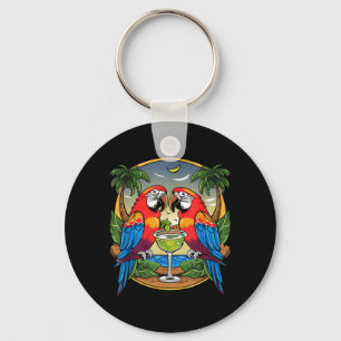 Parrot Drinking Margarita Summer Women Bird Lover Key Ring