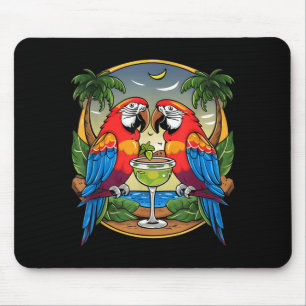 Parrot Drinking Margarita Summer Women Bird Lover Mouse Pad