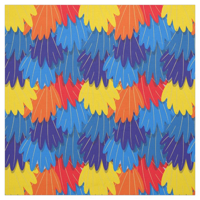 Parrot Feathers Scarlet Macaw Pattern Fabric (Swatch)