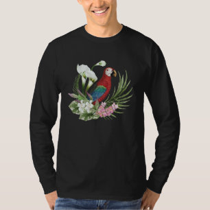 Parrot Flower Exotic Bird Ara Macaw Cockatoo Tropi T-Shirt