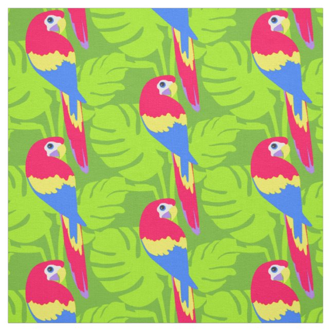Parrot graphic bird art named purple fabric (Swatch)
