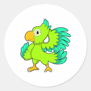 Parrot green classic round sticker
