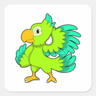 Parrot green square sticker