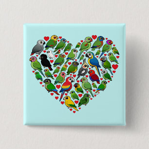 Parrot Heart 15 Cm Square Badge