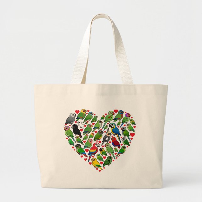 Parrot Heart Large Tote Bag (Front)