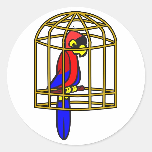 Parrot In A Cage Stickers (Front)