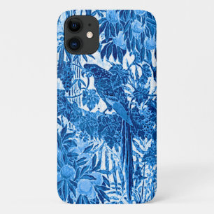 Parrot in a Jungle Setting, Indigo Blue and White Case-Mate iPhone Case