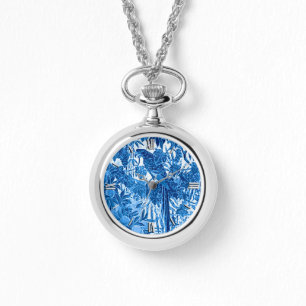 Parrot in a Jungle Setting, Indigo Blue and White  Watch