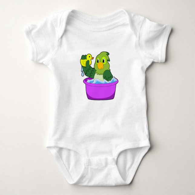 Parrot in Bathtub with Duck Baby Bodysuit (Front)