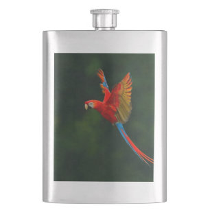 Parrot in Flight Hip Flask