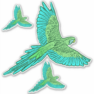 Parrot in Flight, Jade Green and Turquoise