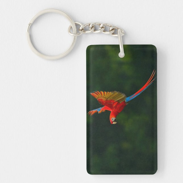 Parrot in Flight Key Ring (Front)