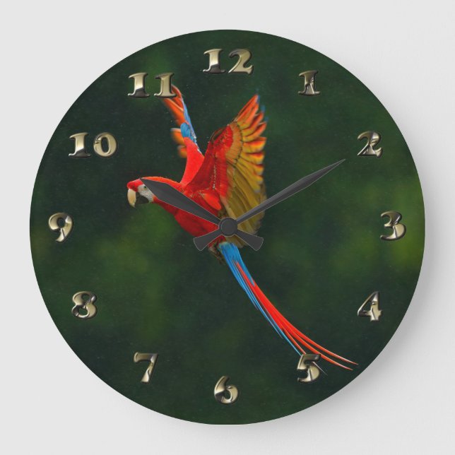 Parrot in Flight Large Clock (Front)