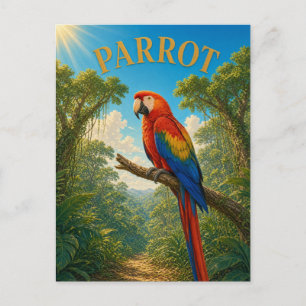 Parrot Jungle Canopy Watercolor GeoSaga Postcard