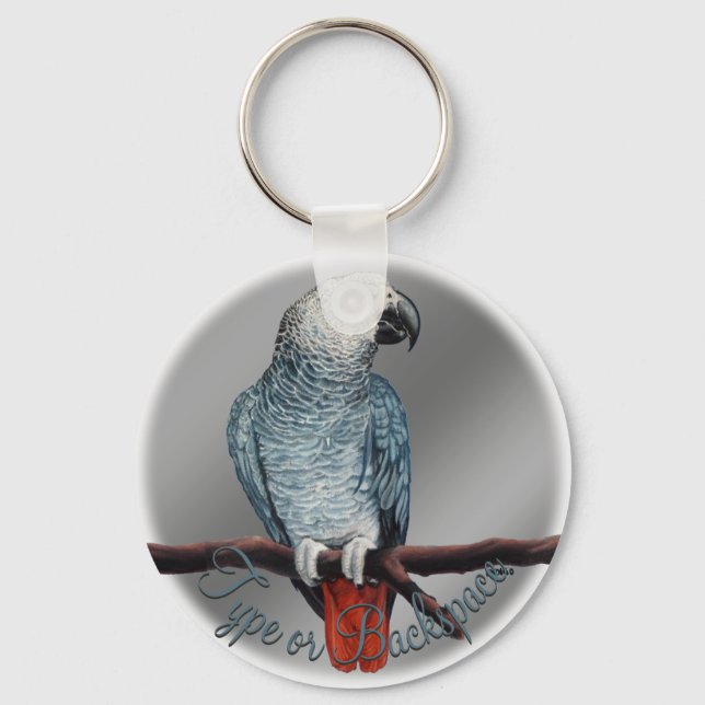 Parrot Keychain Personalised African Grey Keychain (Front)