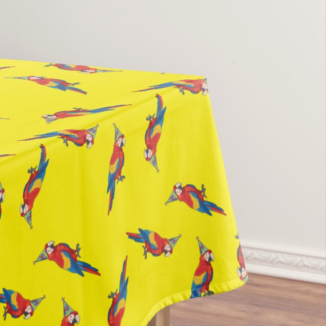 Parrot Kids Birthday Party Tablecloth (In Situ)