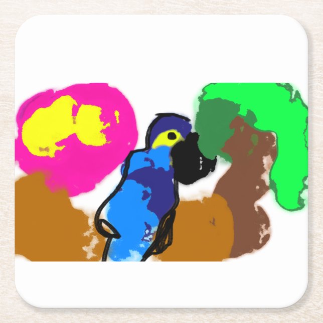 Parrot  life summer  square paper coaster (Front)