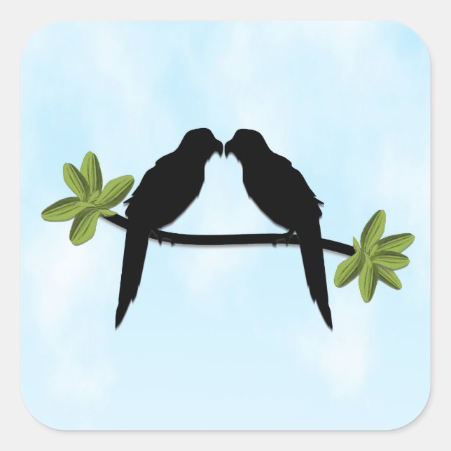Parrot Love Square Sticker (Front)