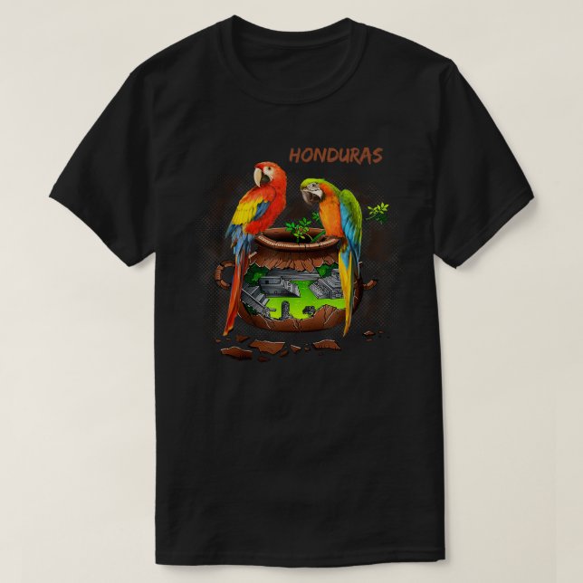 Parrot Message Speaking Honduras Copan Loros  T-Shirt (Design Front)