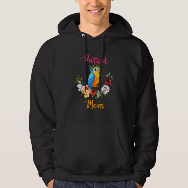 Parrot Mom Floral Parrot Bow Tie Lover Mother's Da Hoodie (Front)