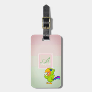 Parrot Ombre Striped  Monogram-Personalised Luggage Tag