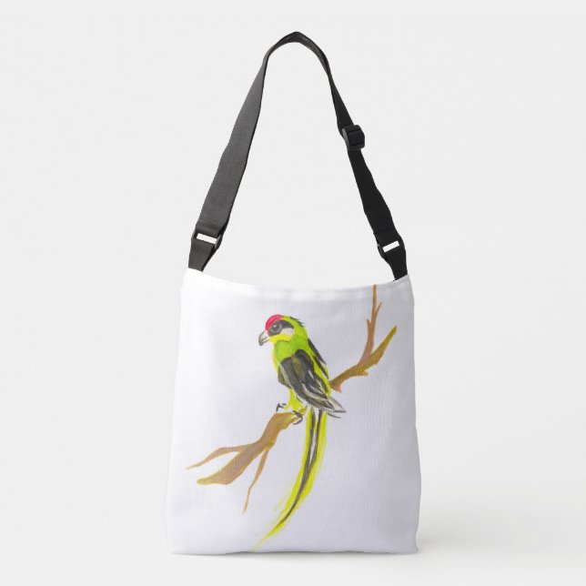 parrot on a branch crossbody bag (Front)