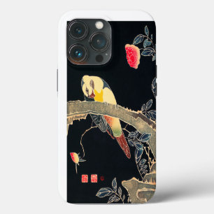 Parrot on the Branch of a Flowering Rose Bush iPhone 13 Pro Case