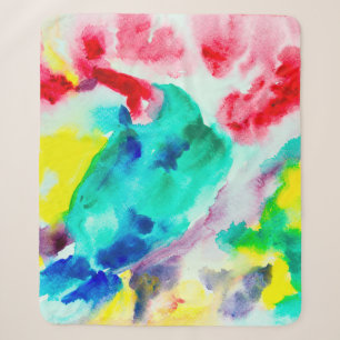 parrot on tree, bird Abstract Bright Watercolor gr Sherpa Blanket