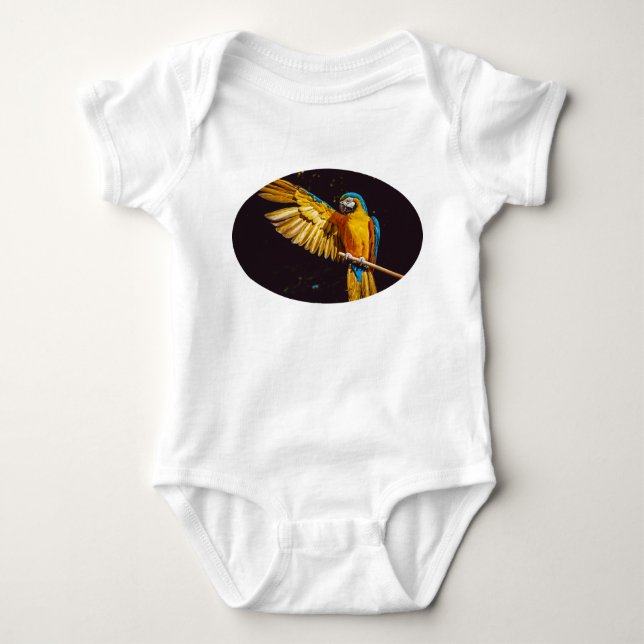 Parrot Out Stretched Wing Baby Bodysuit (Front)
