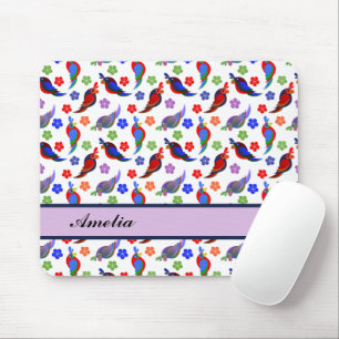 parrot, parrots, bird, bright, flowers, “exotic bi mouse pad