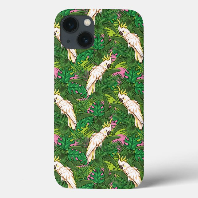 Parrot Pattern With Palm Leaves Case-Mate iPhone Case (Back)