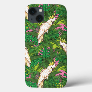 Parrot Pattern With Palm Leaves iPhone 13 Case