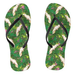 Parrot Pattern With Palm Leaves Jandals