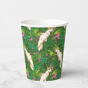 Parrot Pattern With Palm Leaves Paper Cups