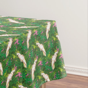 Parrot Pattern With Palm Leaves Tablecloth