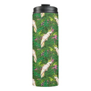 Parrot Pattern With Palm Leaves Thermal Tumbler