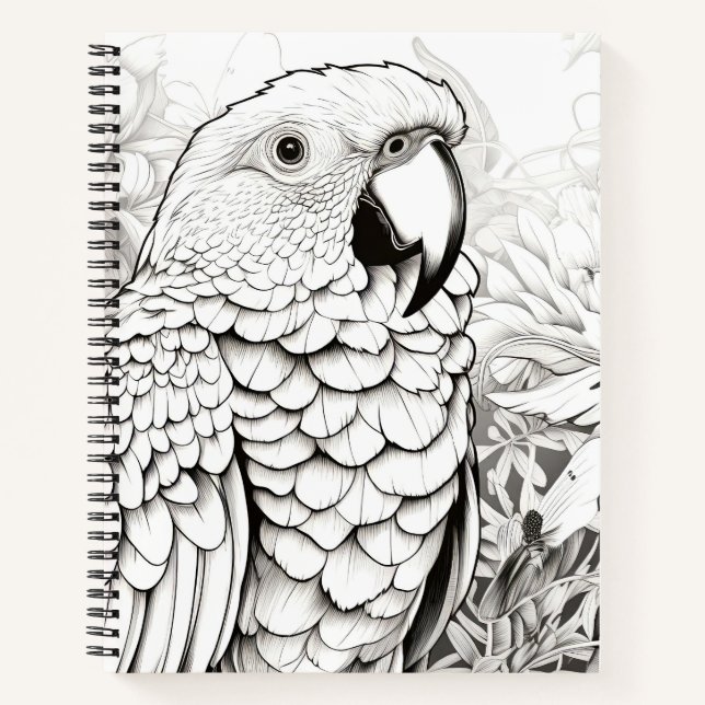 Parrot Peaceful Nature Prairie Sketch Drawing Art Notebook (Front)