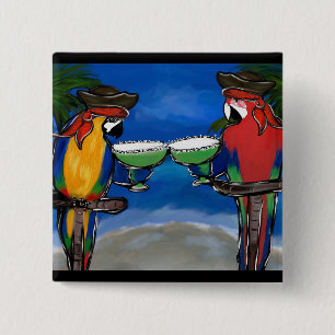 Parrot Pirates 15 Cm Square Badge