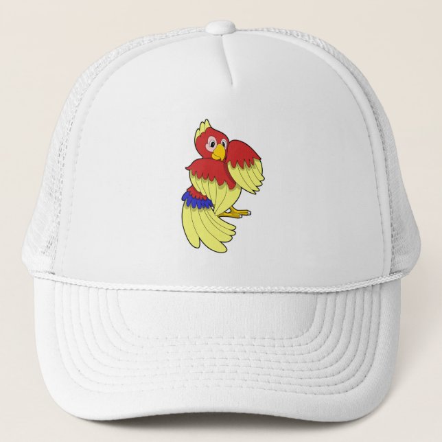 Parrot red yellow trucker hat (Front)