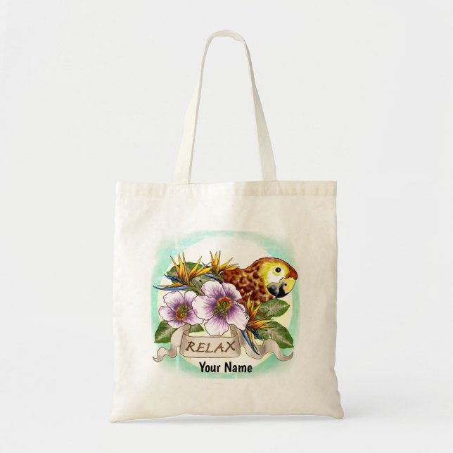 parrot relax custom name tote bag (Front)