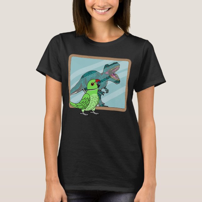 Parrot & Rex Reflection I Green Indian Ringneck T-Shirt (Front)